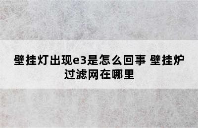 壁挂灯出现e3是怎么回事 壁挂炉过滤网在哪里